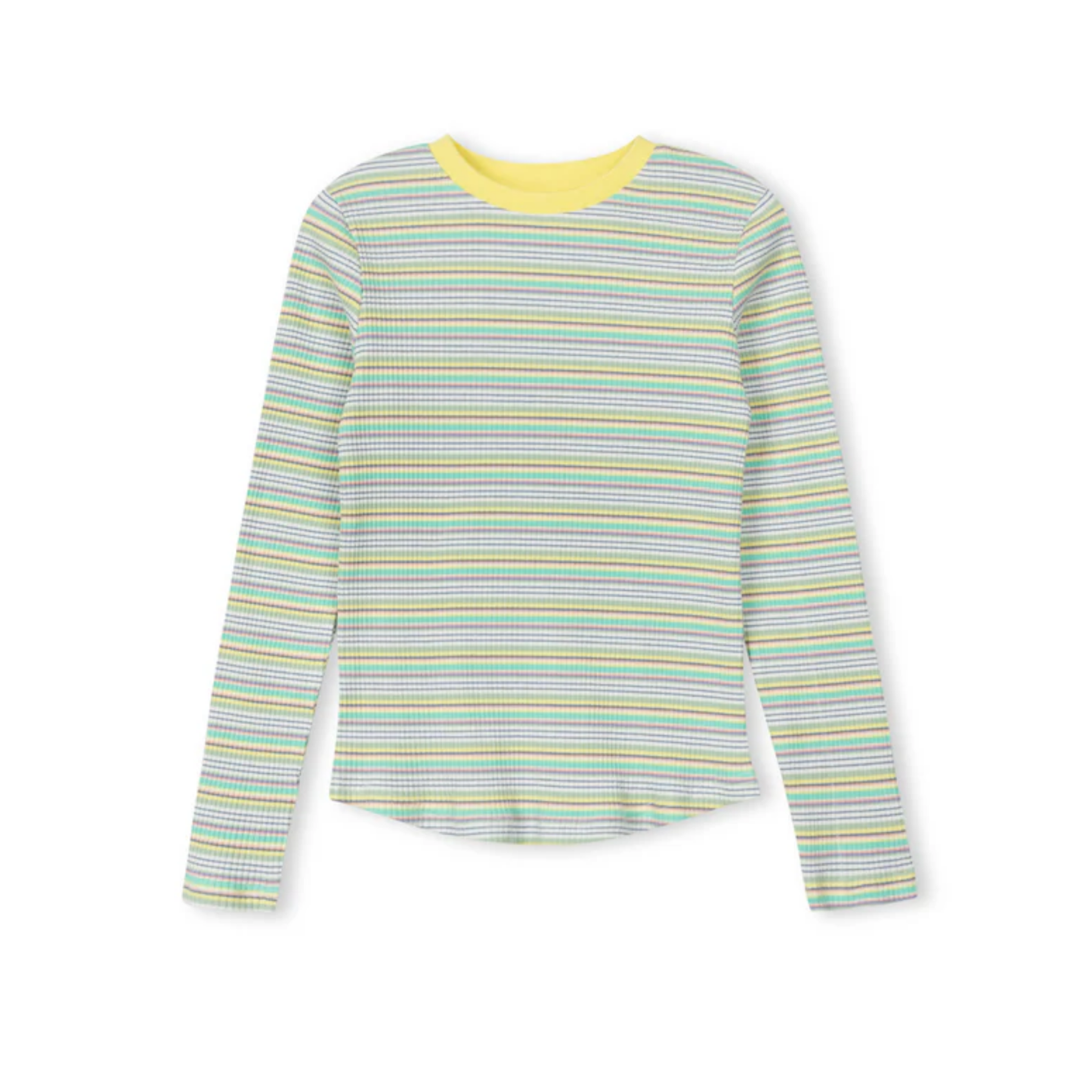 Vibe Yellow Multi Striped Ribbed T-Shirt