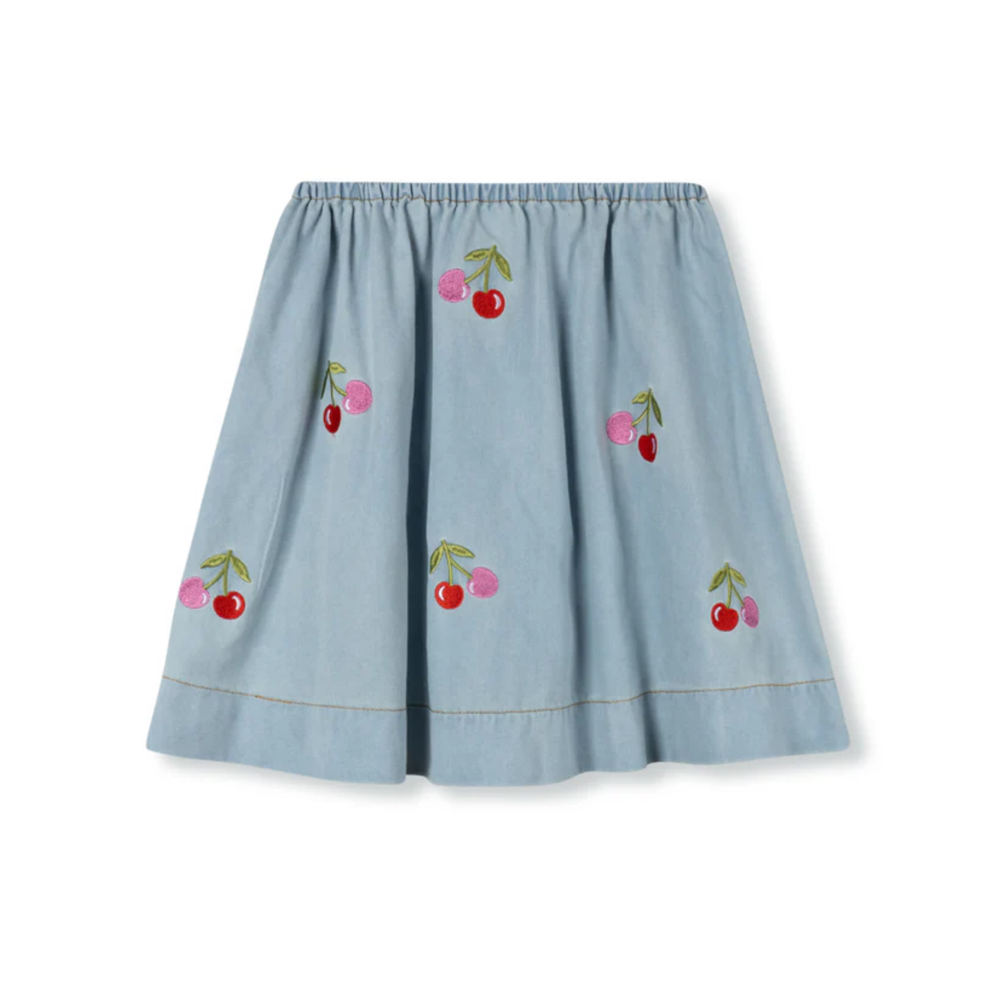 Phil and Phoebe Denim Bode Colored Cherry Printed Skirt