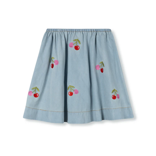 Phil and Phoebe Denim Bode Colored Cherry Printed Skirt