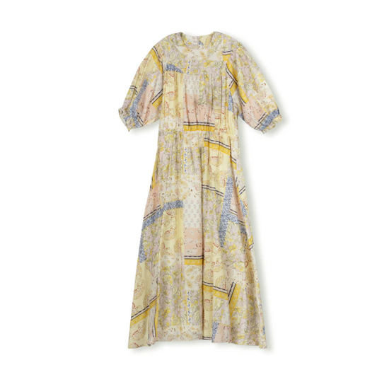 Minimal Floral Floral Paisley Printed Waisted Dress