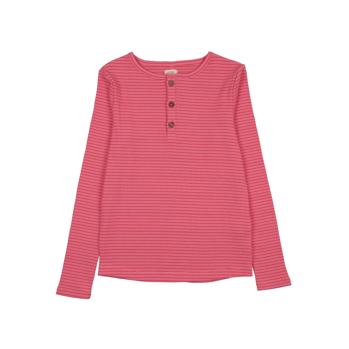 Lil Legs Pink/Red Basic Stripe Henley
