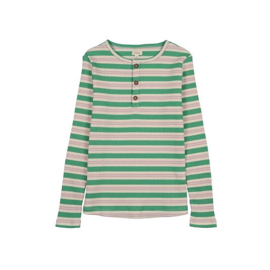 Lil Legs Green/Purple Basic Stripe Henley