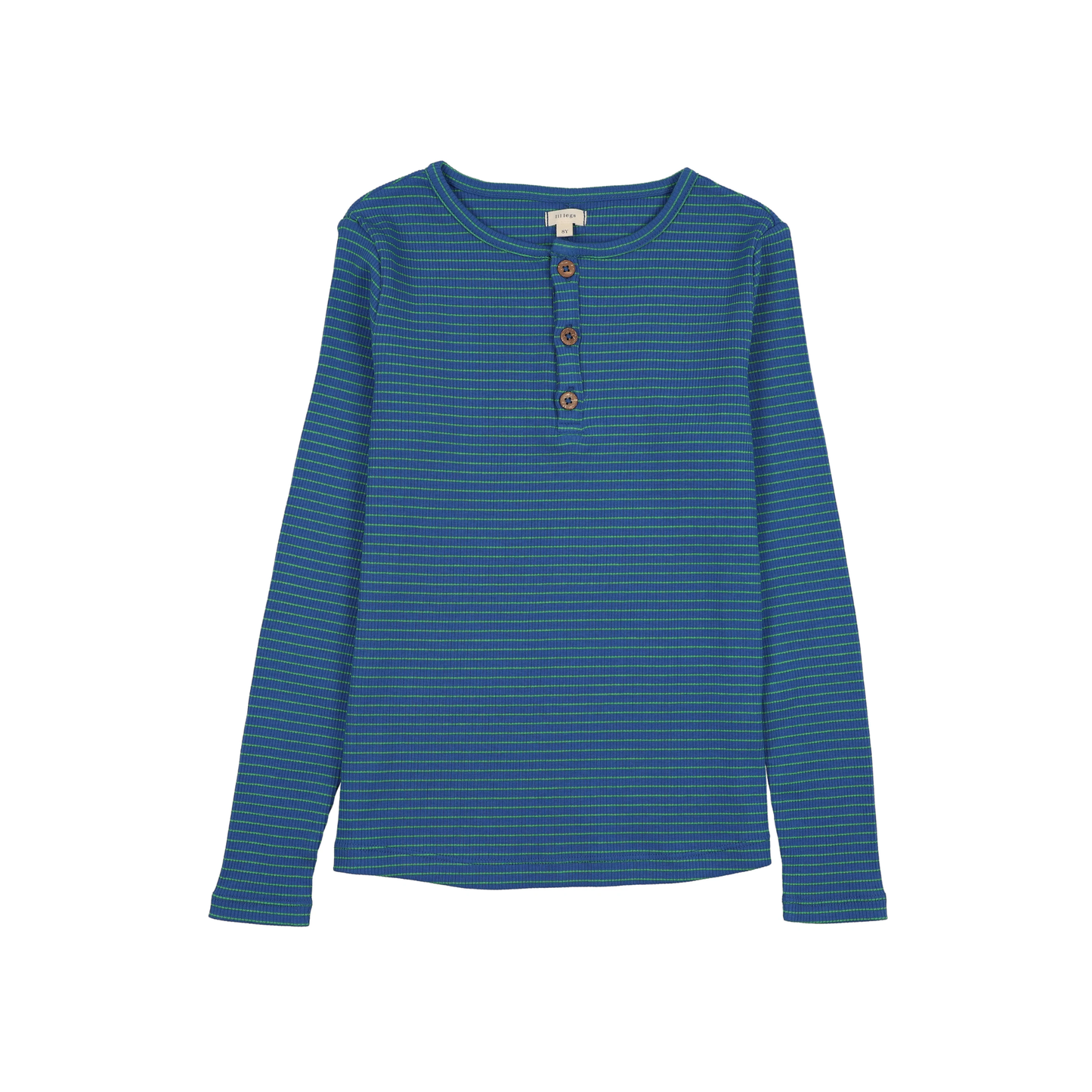 Lil Legs Blue/Green Basic Stripe Henley