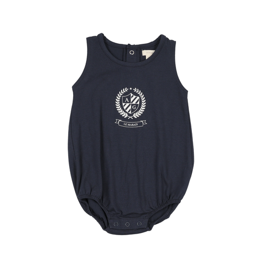 Lil Legs Navy Emblem Romper