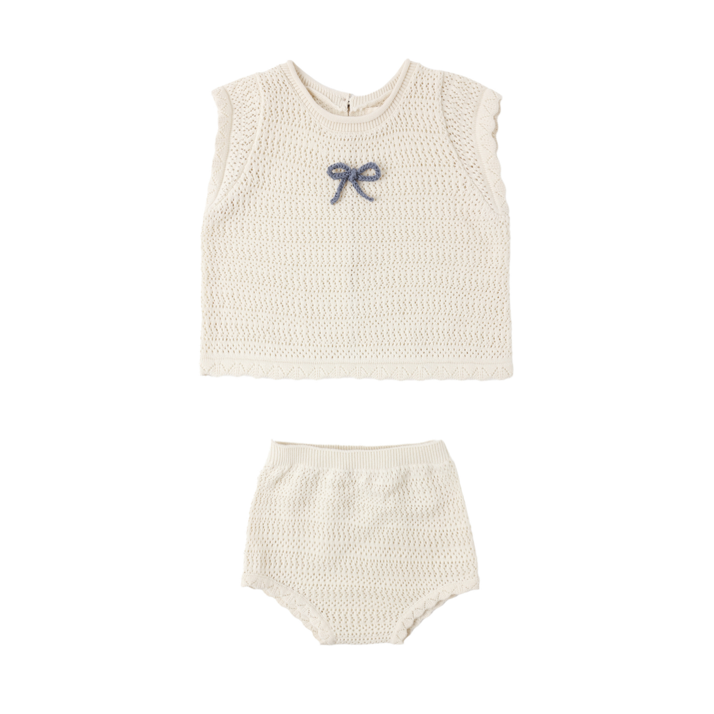Rylee+Cru Natural Scallop Knit Bloomer Set