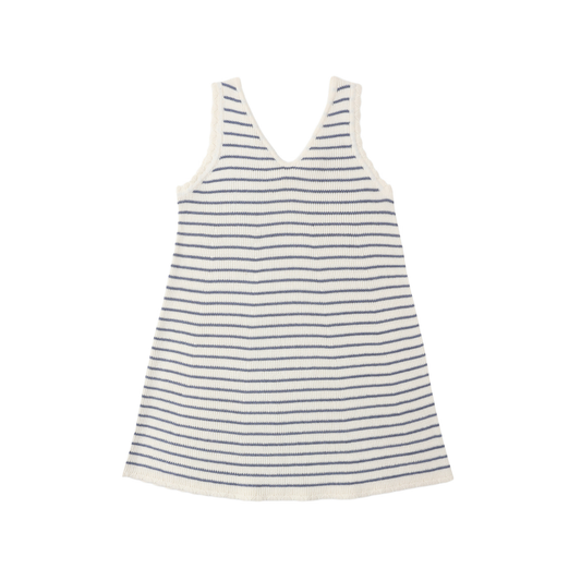 Rylee+Cru Ivory Marine Stripe Crochet Short Dress