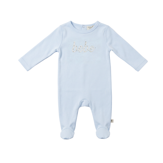 Bebe Bella Chalk Blue Floral Embroidery Layette