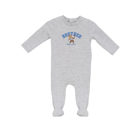 Whipped Cocoa Light Grey Mix/Navy Cotton Spandex Bro Romper