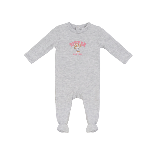 Whipped Cocoa Light Grey Mix/Pink Cotton Spandex Sis Romper