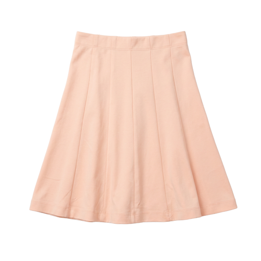 Hopscotch Apricot Cotton Spandex Midi Length Panel Skirt