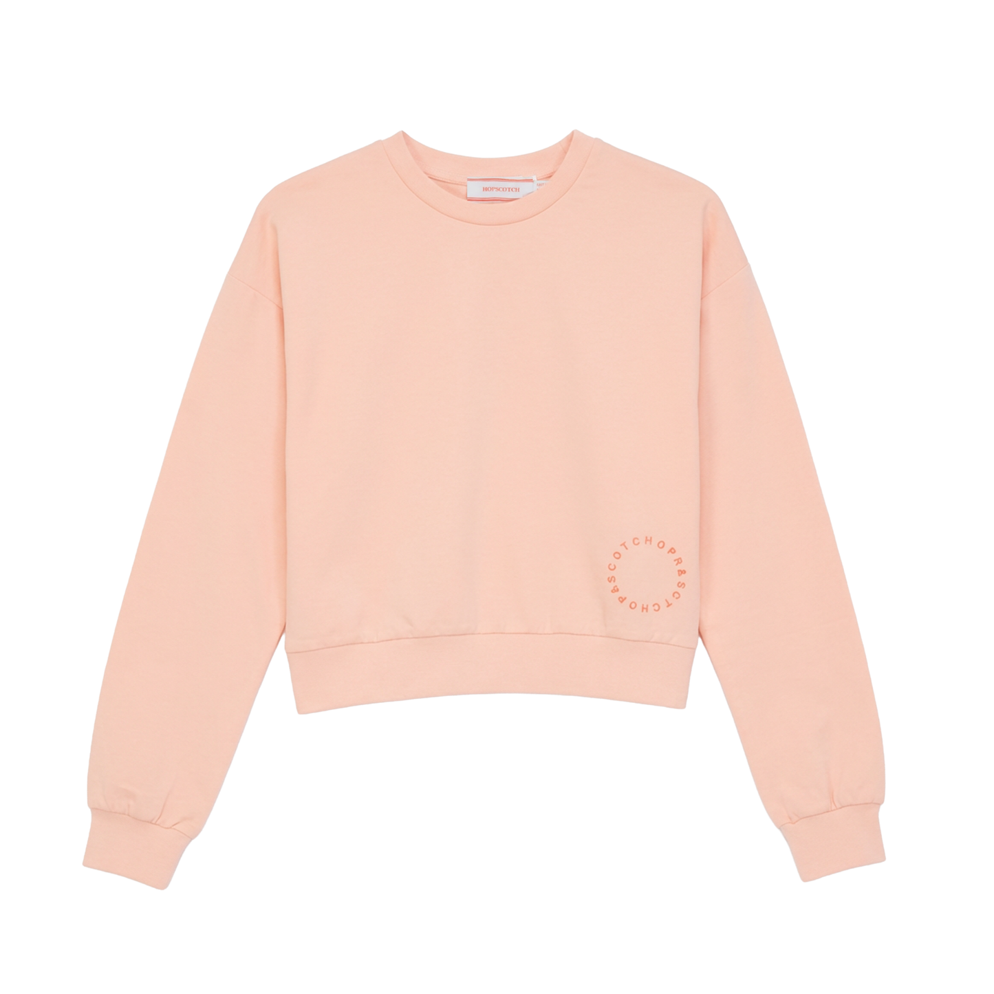 Hopscotch Apricot Cotton Spandex Crop Top