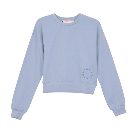 Hopscotch Ice Blue Cotton Spandex Crop Top