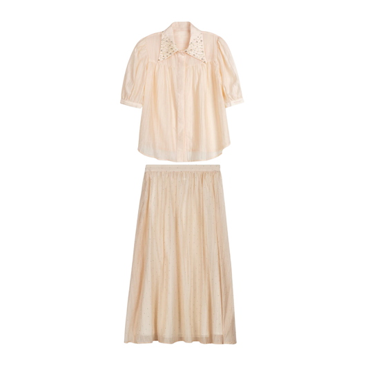 Mallory and Merlot Sprint Diamond Collar Blouse Set