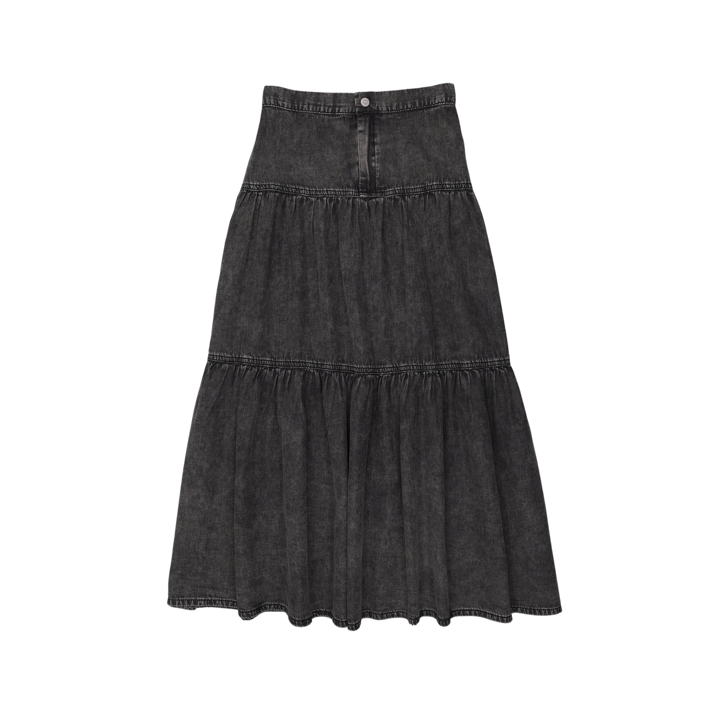Lil Legs Black Wash Denim Tiered Maxi Skirt