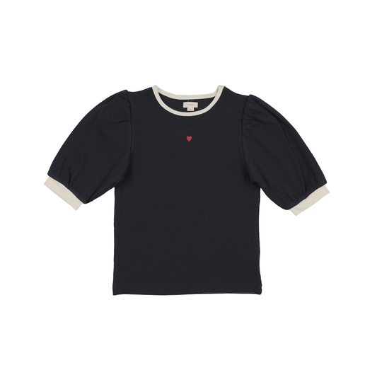 Lil Legs Navy Fitted Rib Tee 3/4 Sleeve