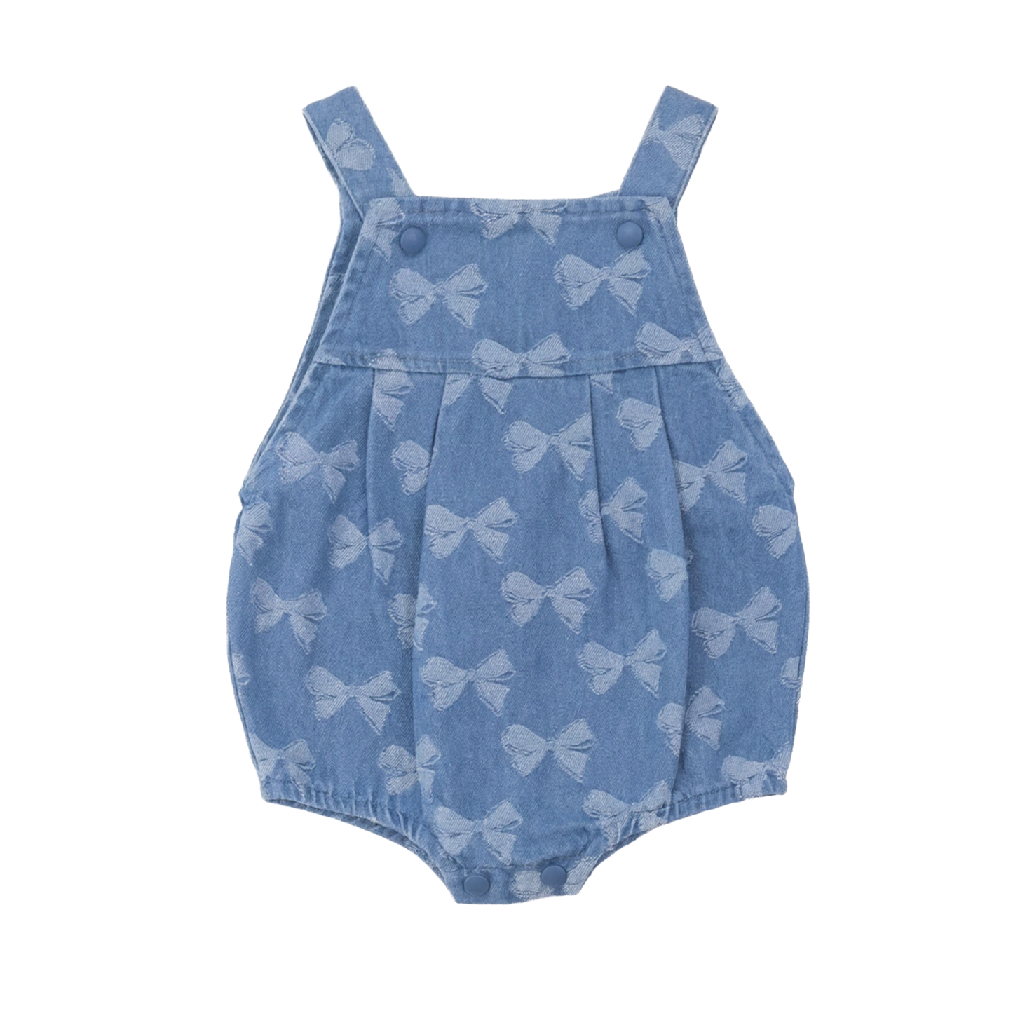 Puddles Light Denim Bow Printed Denim Overall