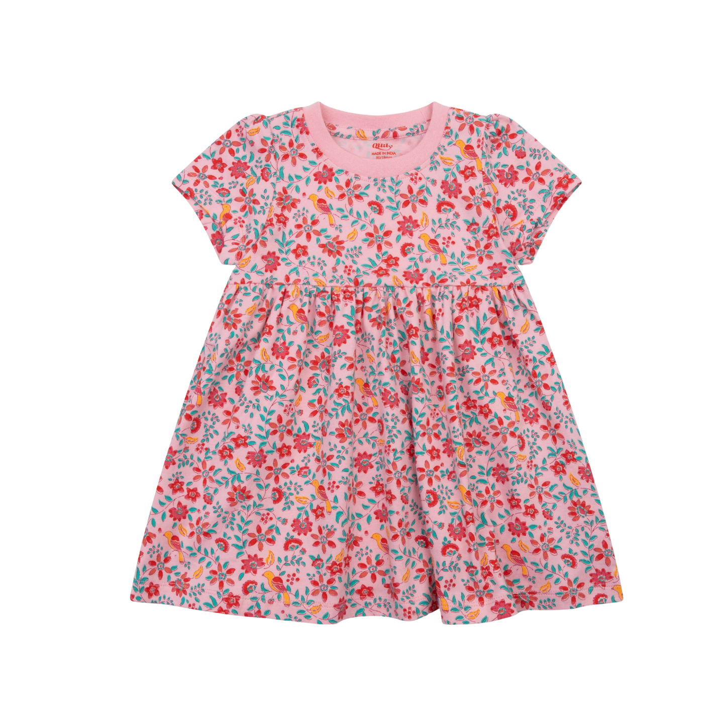 Oilily Candy Pink Doodle Short Sleeve Floral Dress