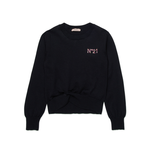 N°21 Black Knit Logo Long Sleeve Sweater