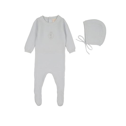 Analogie Clear Blue Crest Knit Footie Set