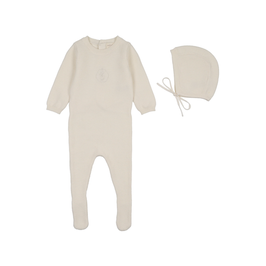 Analogie Cream Crest Knit Footie Set