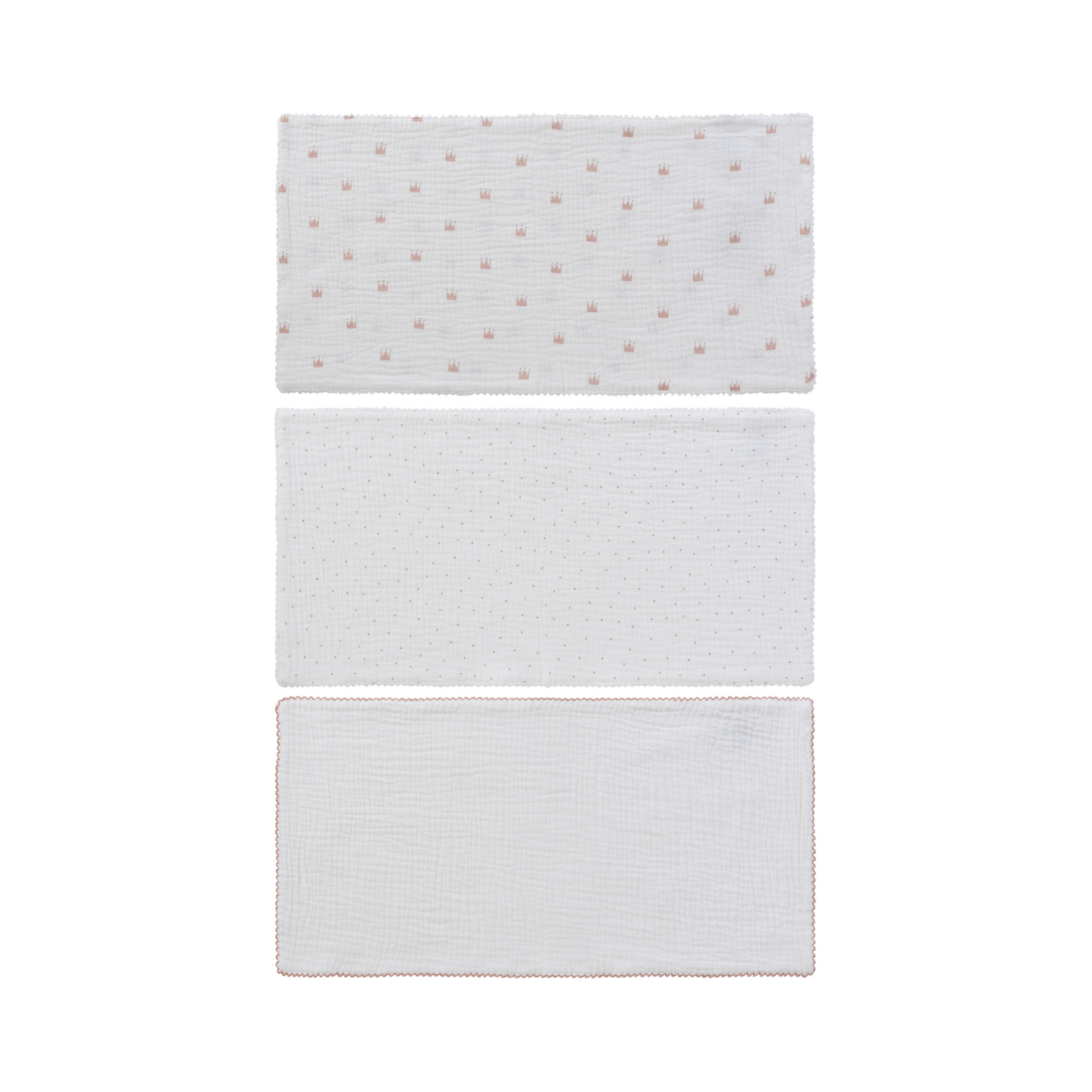 Kipp Baby Pink Little Crown Burp Cloth Set of 3 in Box