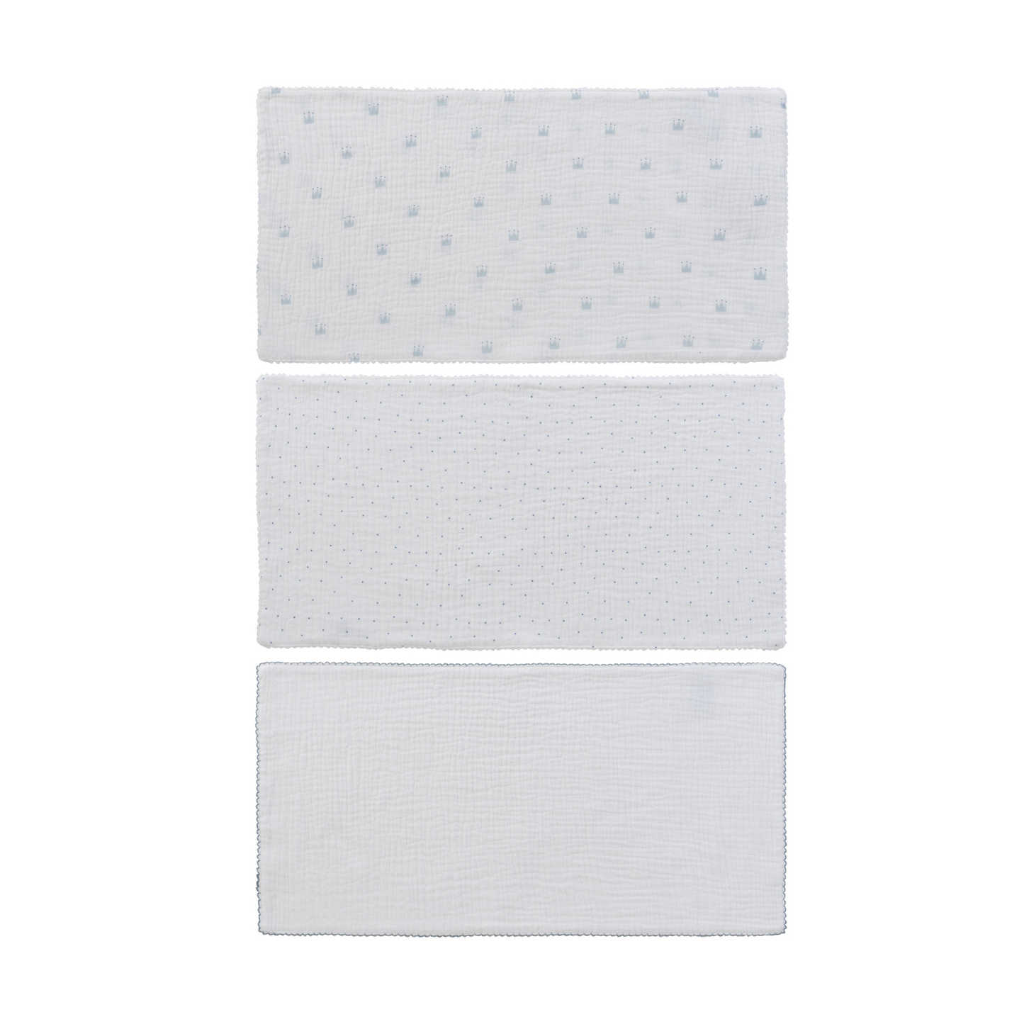 Kipp Baby Blue Little Crown Burp Cloth Set of 3 in Box