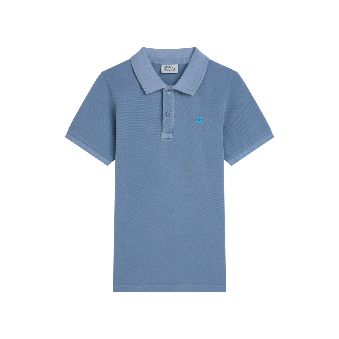 Scotch & Soda Blue Seasonal Core Chest Embroidery Pique Garment Polo