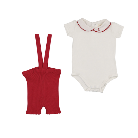 Analogie Peter Pan Onesie With Piping Short Set