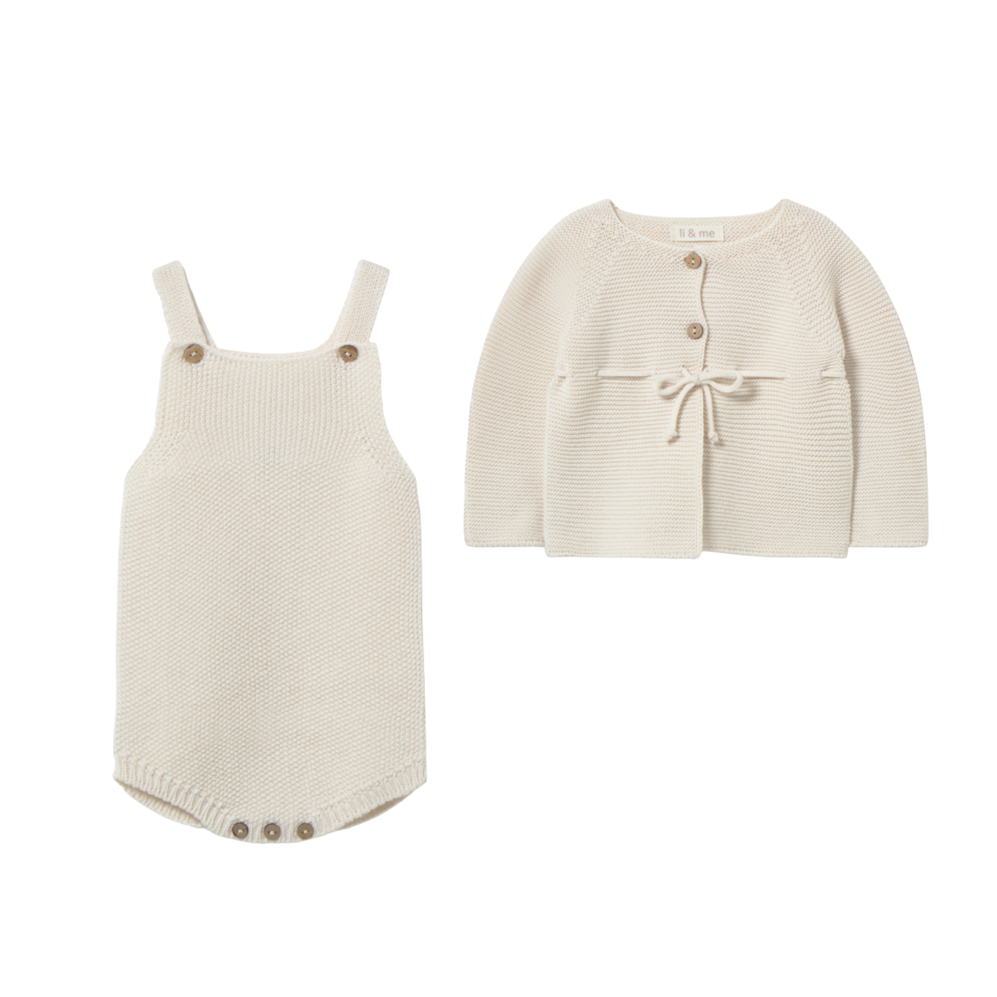 Li & Me Cream  Knit Cardigan Romper Set