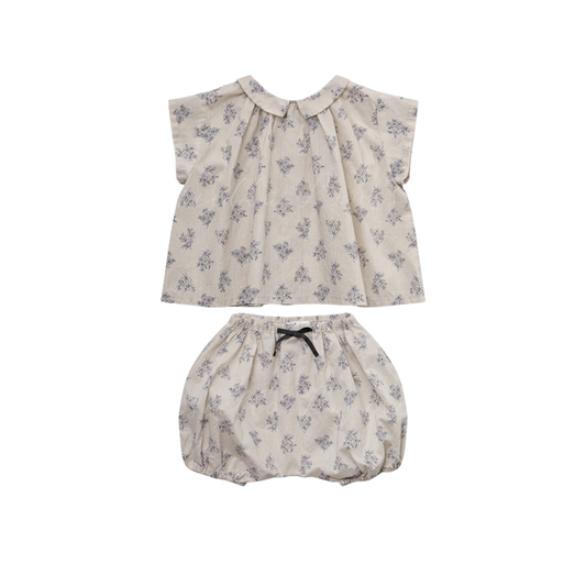 Louisiella Navy Lamir Blouse Set