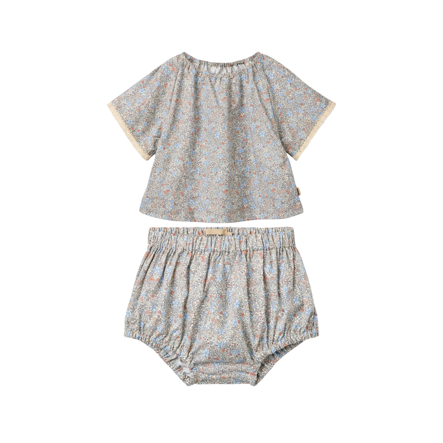 Wheat Air Blue Hannah Flowers Bloomer Set