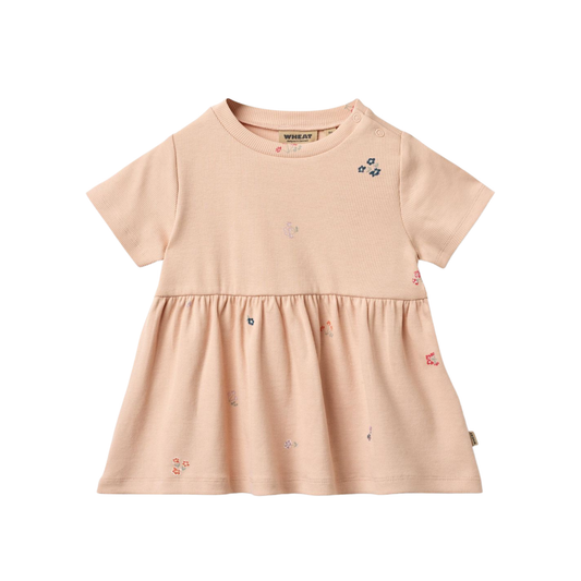 Wheat Rose Infant Anna Flowers Short Sleeve Dress