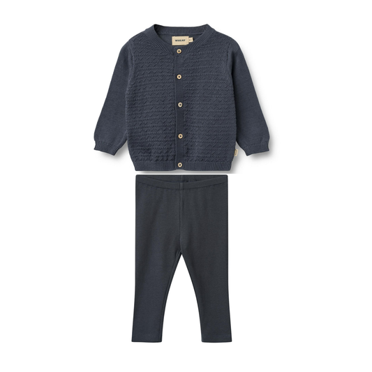 Wheat Ink / Navy Bjorn Knit Cardigan Leggings Set