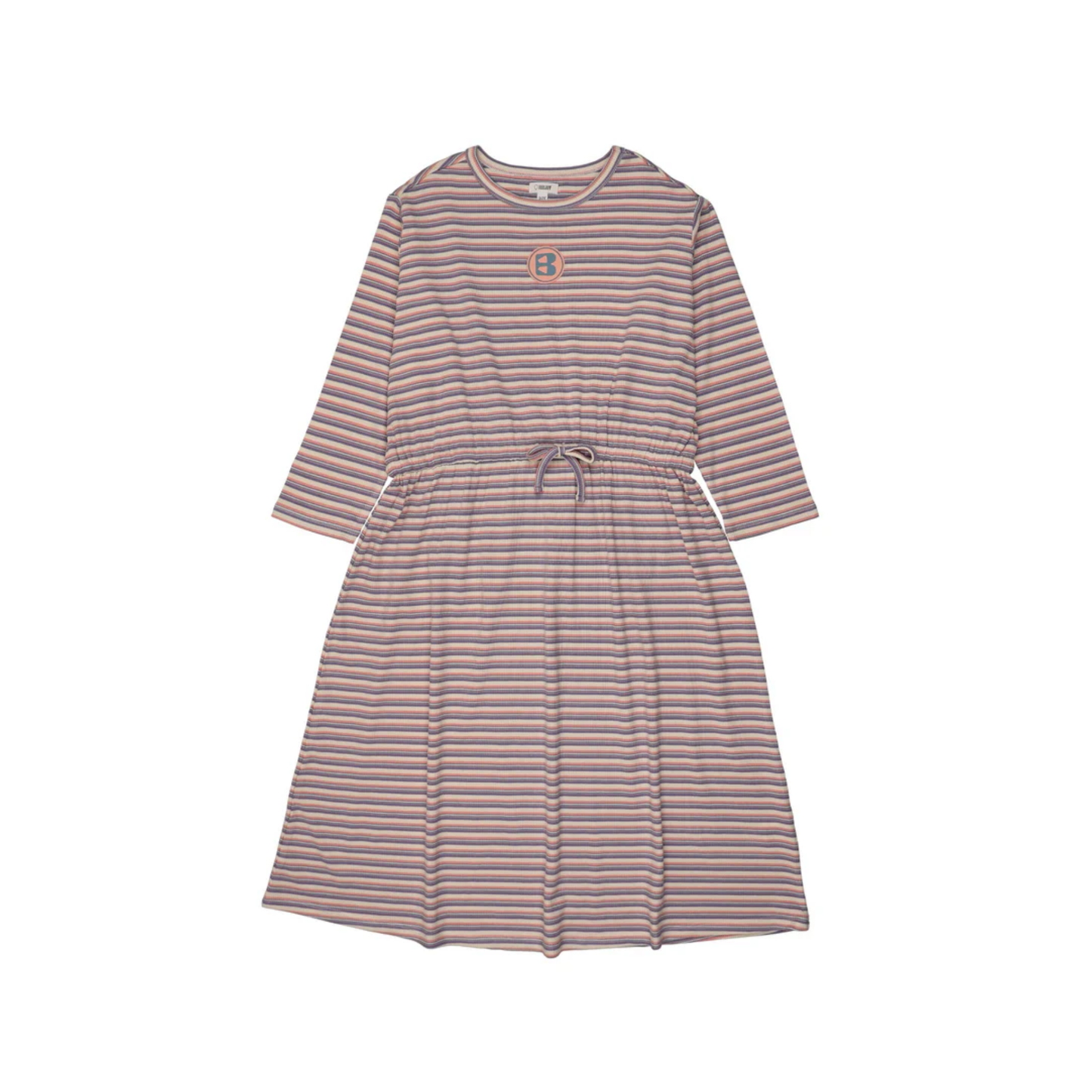 Bonjoy Purple Stripe Summer Stripe Short Sleeve Dress