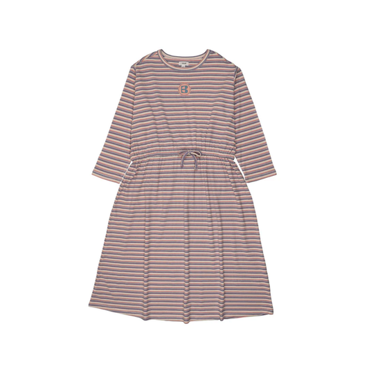 Bonjoy Purple Stripe Summer Stripe Short Sleeve Dress