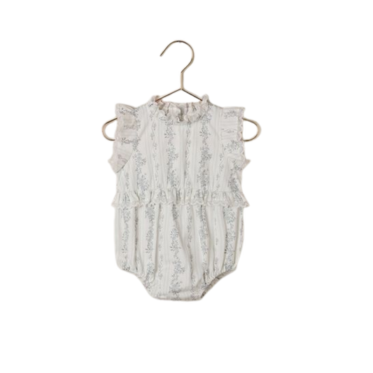 Noralee Natural Alice French Floral Stripe Romper