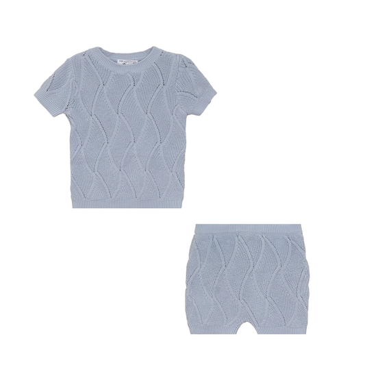 Little Fragile Blue 2 Pc Set In Knit
