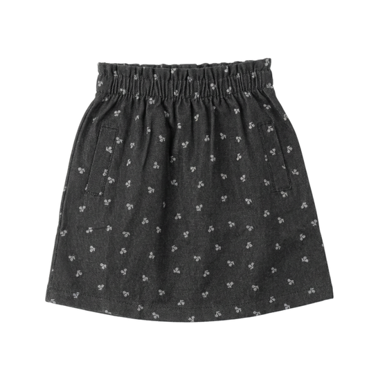 Lola Dark Grey Cherry Woven Denim Skirt