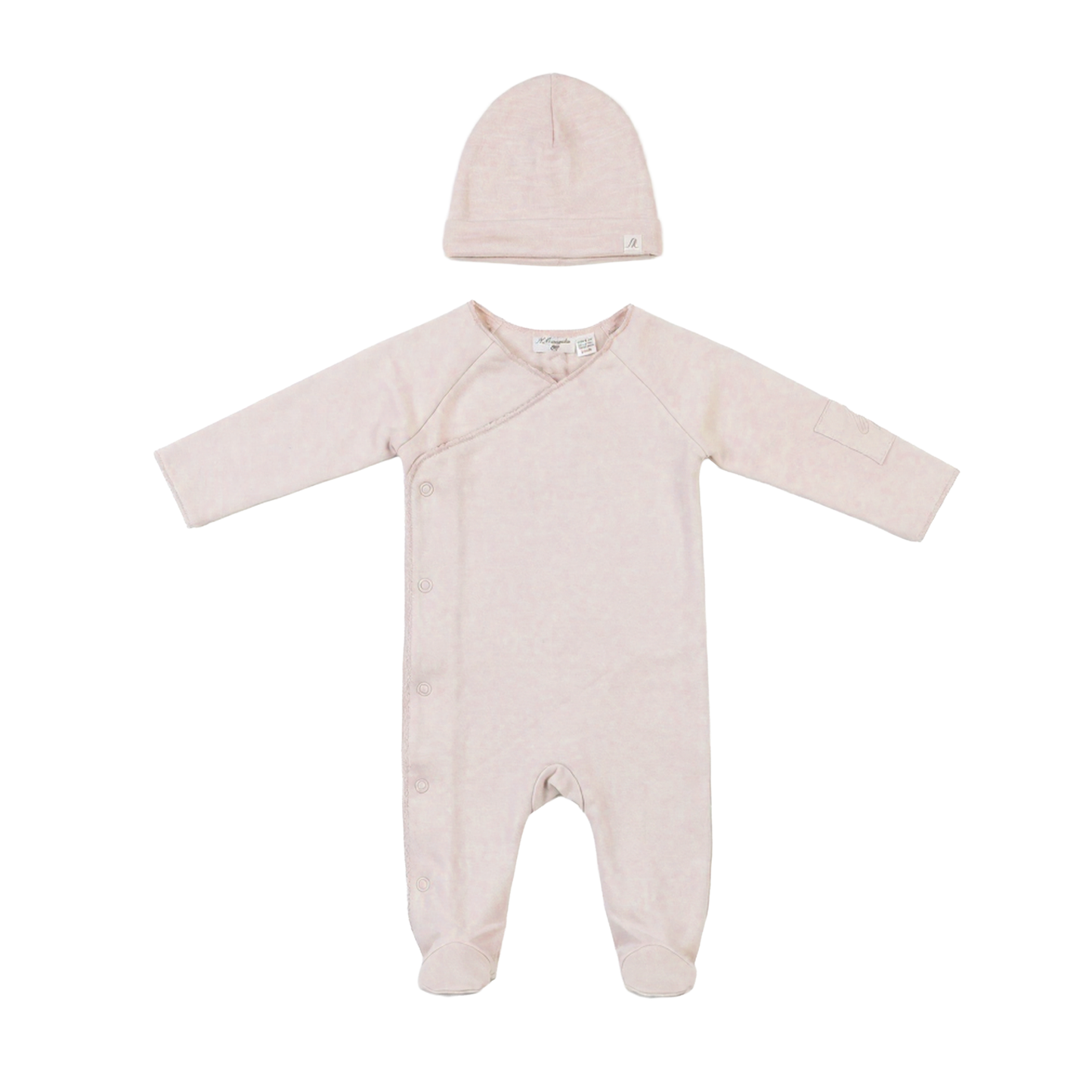 Little Fragile Light Blush French Terry Romper Set With Front Side Opening
