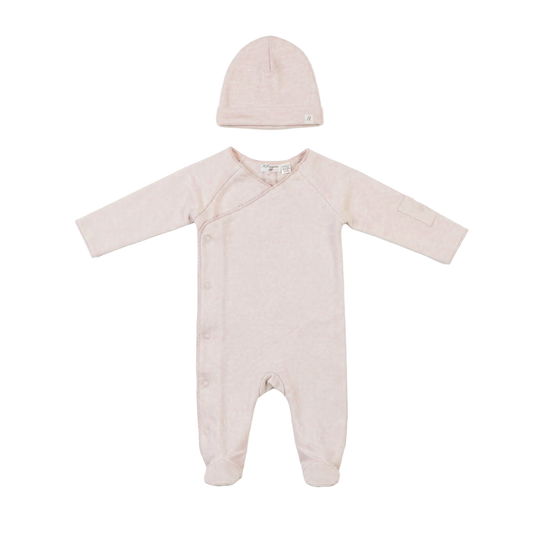 Little Fragile Light Blush French Terry Romper Set With Front Side Opening