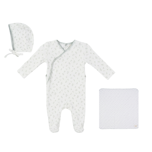 Bebe Bella Fake Wrap Aop Cherry Rib Footie Set