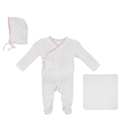 Bebe Bella Fake Wrap Aop Cherry Rib Footie Set