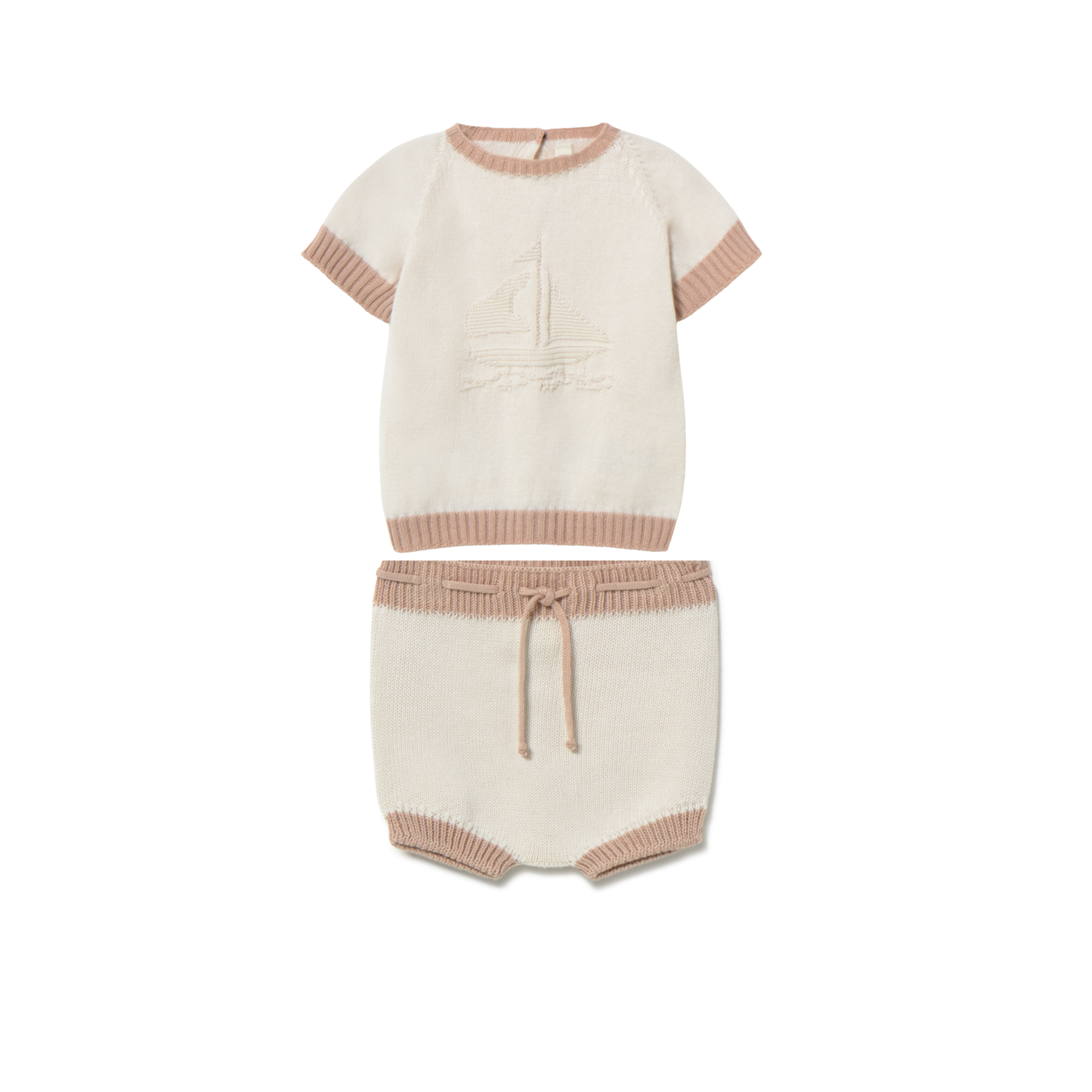 Li & Me Cream-Candy Embroidered Knit Set