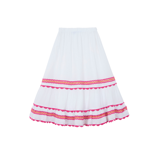 Tartine Et Chocolat White Tiered Long Skirt