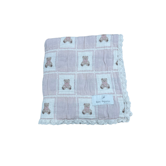 Bebe Organic Teddy Mauve Pink Teddy Bear Blanket