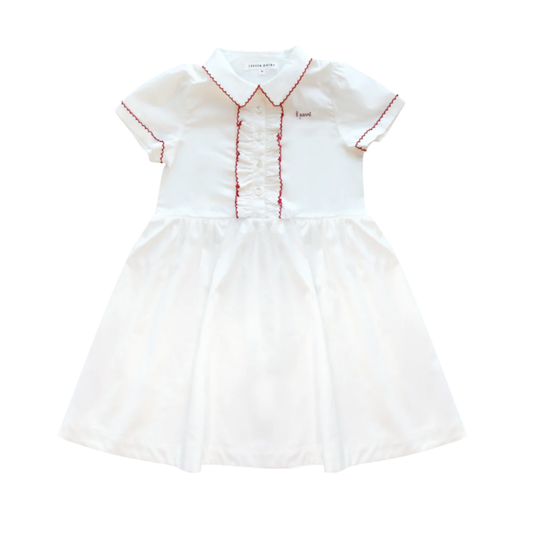 Little Parni White Pico Short Sleeves Dress