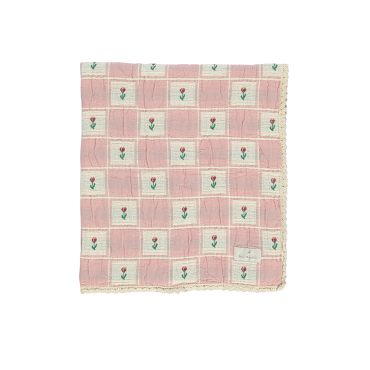 Bebe Organic Tulip Checks Bella Blanket