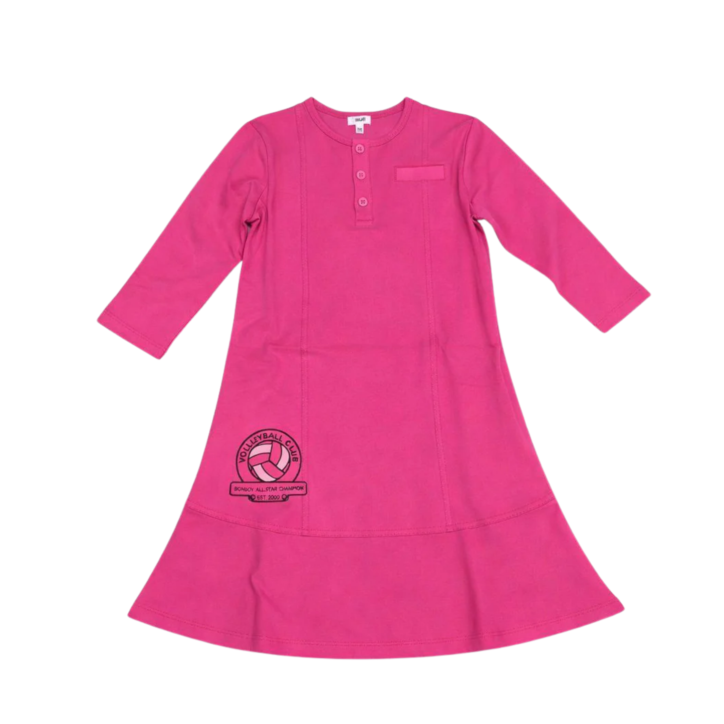 Bonjoy Hot Pink Volleyball Club 3/4 Sleeve Dress