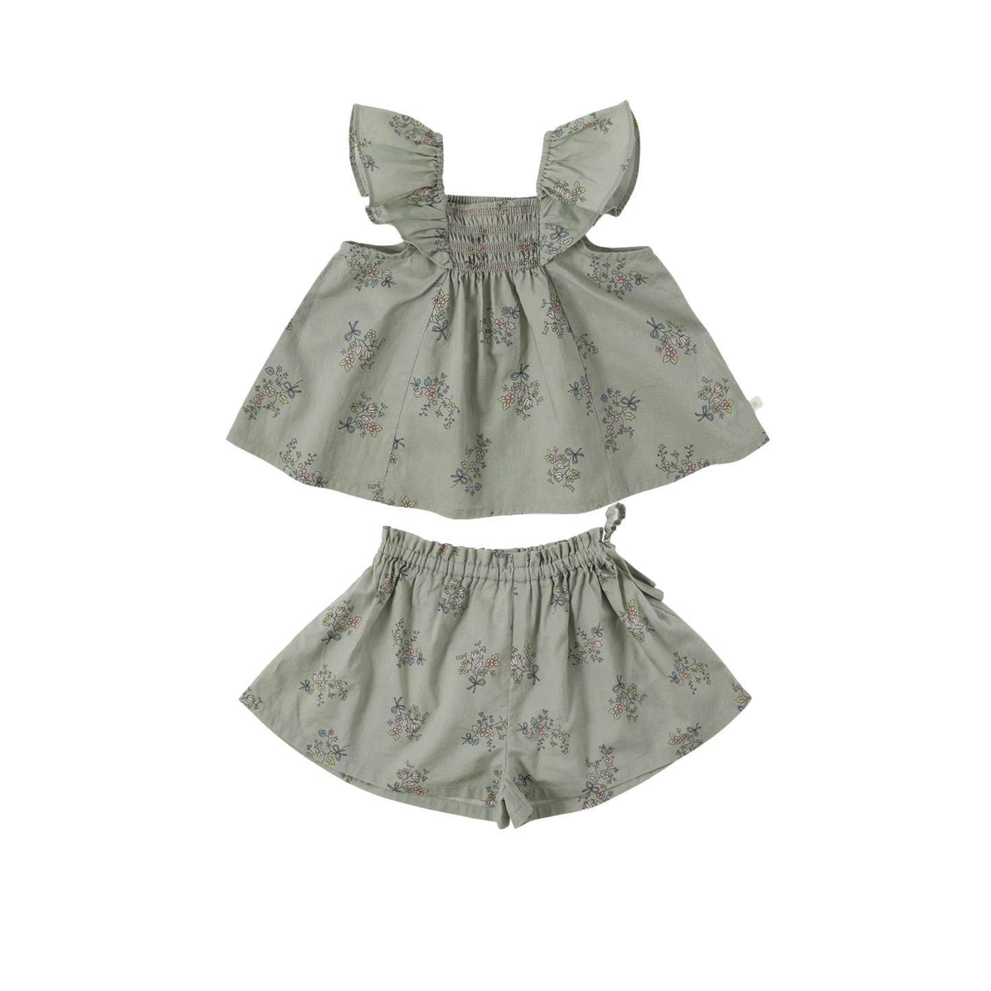 Bene Bene Khaki Camille Smocking Frill Blouse