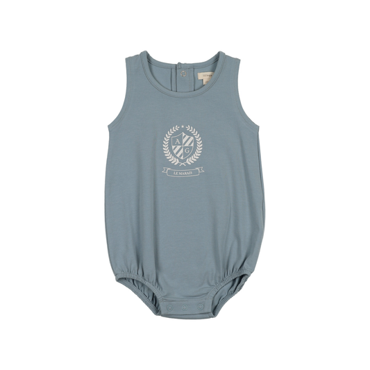 Lil Legs Sky Blue Emblem Romper